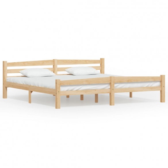 Lit Blanc Bois de pin massif 200x200 cm