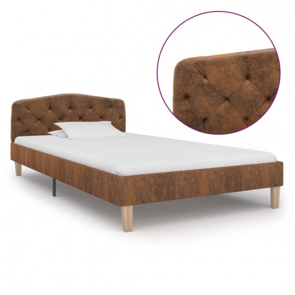 Lit Marron Similicuir daim 90 x 200 cm