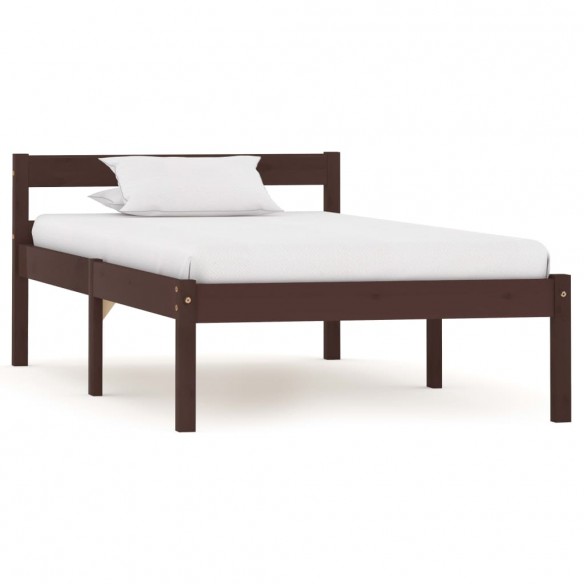 Lit Marron foncé Bois de pin massif 100 x 200 cm