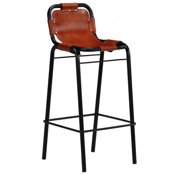 Ensemble de bar 3 pcs Bois massif recyclé et cuir de chèvre