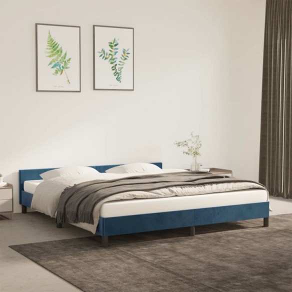 Lit avec tête de lit Bleu foncé 180x200 cm Velours