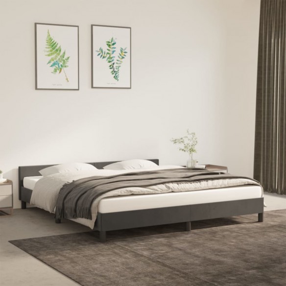 Lit avec tête de lit Gris foncé 160x200 cm Velours