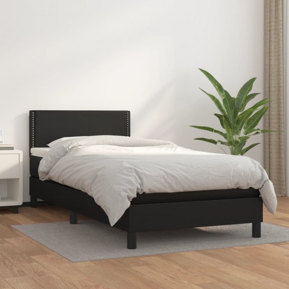 Lit avec matelas Noir 90x200 cm Similicuir