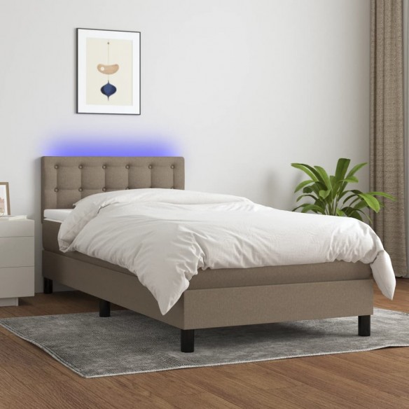 Lit avec matelas LED Taupe 80x200 cm Tissu