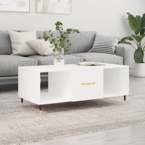 Table basse Blanc brillant 102x50x40 cm 