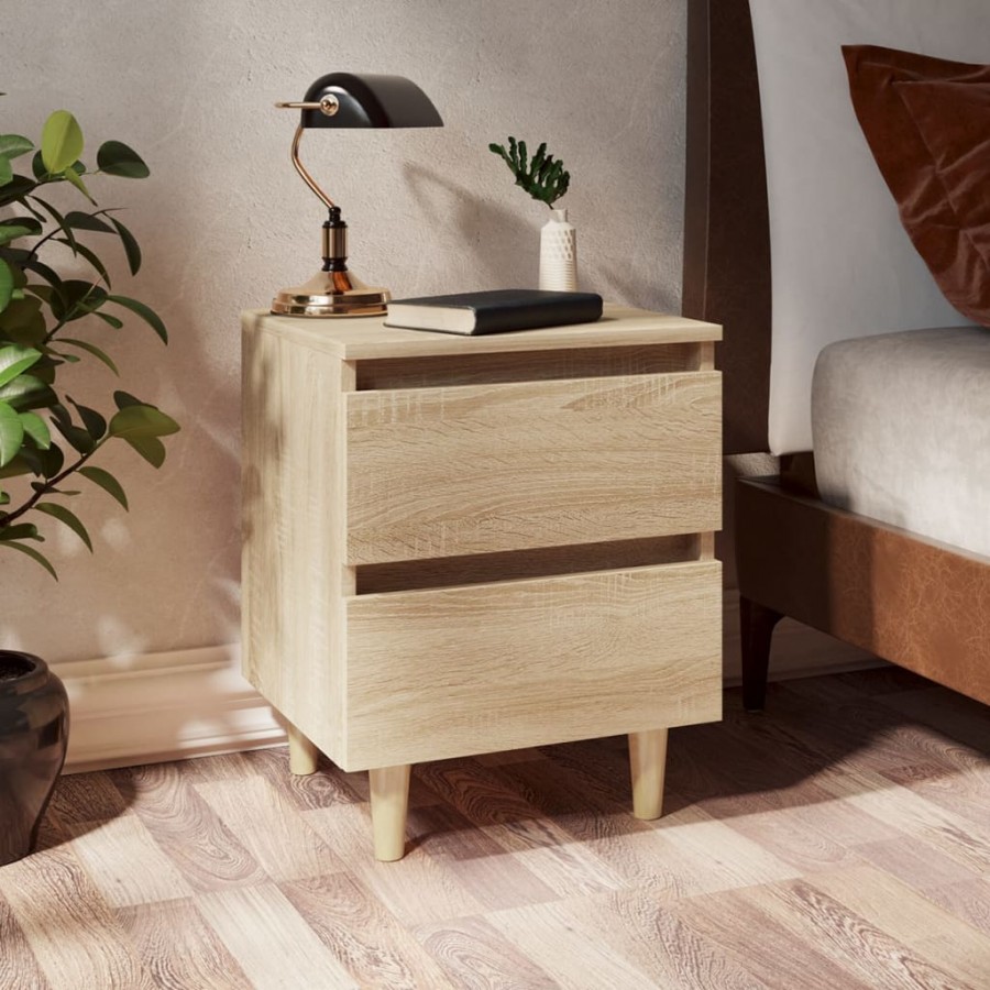 Tables de chevet pieds en pin 2 pcs Chêne sonoma 40x35x50 cm