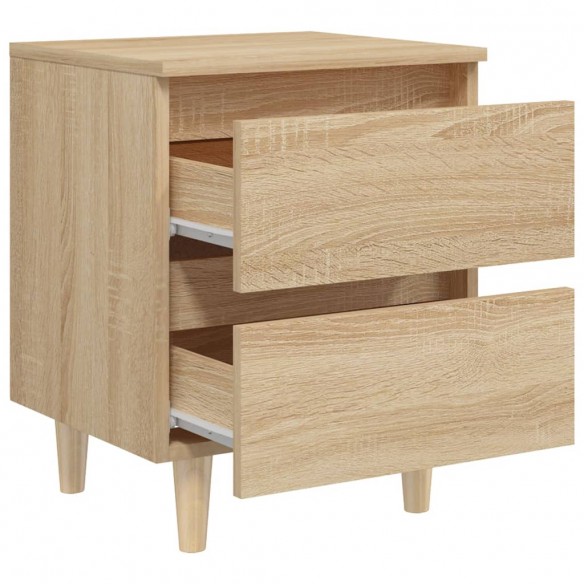 Tables de chevet pieds en pin 2 pcs Chêne sonoma 40x35x50 cm