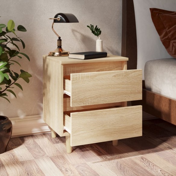 Tables de chevet pieds en pin 2 pcs Chêne sonoma 40x35x50 cm