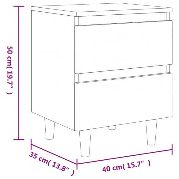Tables de chevet pieds en pin 2 pcs Chêne sonoma 40x35x50 cm