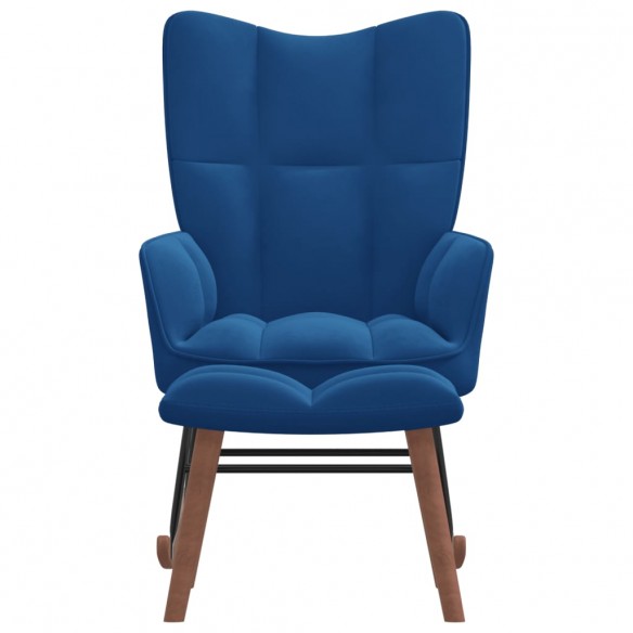 Chaise à bascule avec repose-pied Bleu Velours Chaise à bascule avec repose-pied Bleu Velours