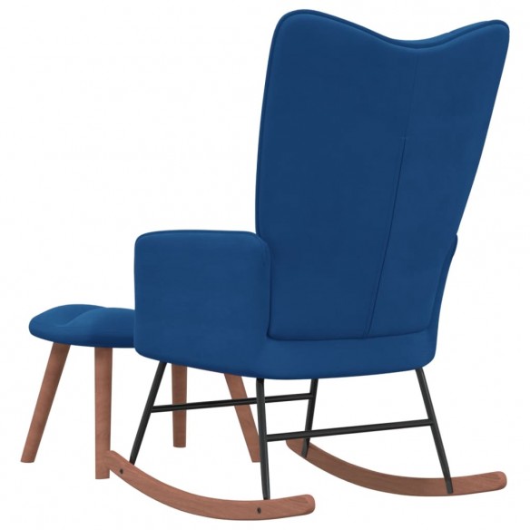 Chaise à bascule avec repose-pied Bleu Velours Chaise à bascule avec repose-pied Bleu Velours