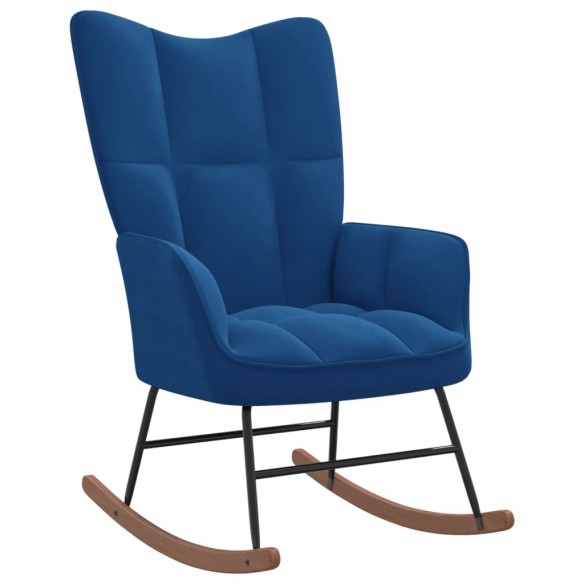 Chaise à bascule avec repose-pied Bleu Velours Chaise à bascule avec repose-pied Bleu Velours