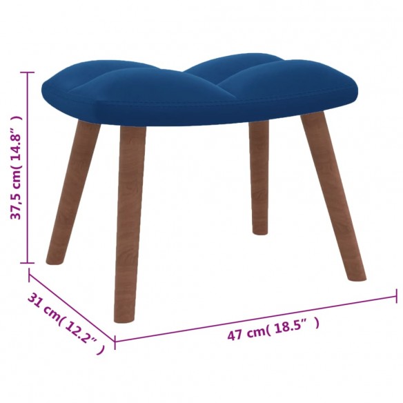 Chaise à bascule avec repose-pied Bleu Velours Chaise à bascule avec repose-pied Bleu Velours