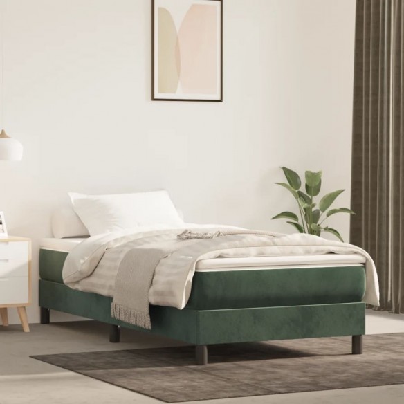 Lit avec matelas Vert foncé 90x190 cm