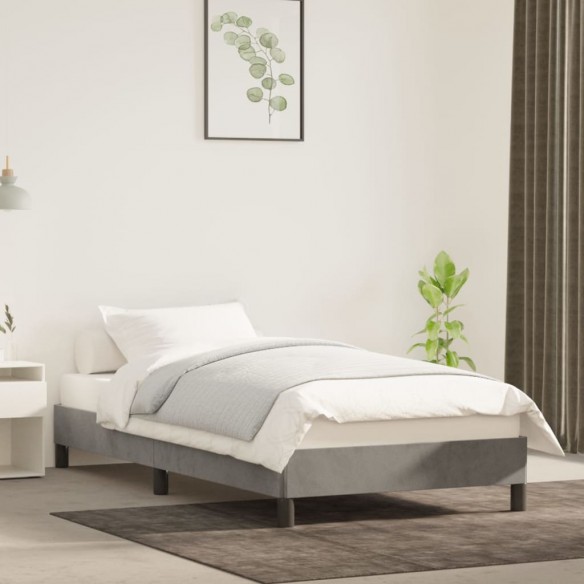 Lit Gris clair 90x190 cm Velours