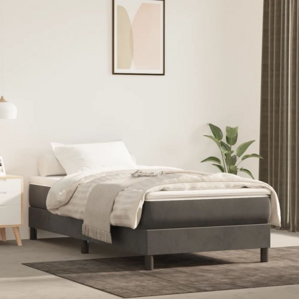 Lit Gris foncé 90x190 cm Velours