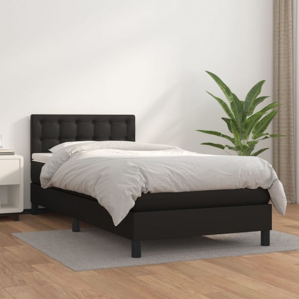 Lit avec matelas Noir 90x190 cm Similicuir
