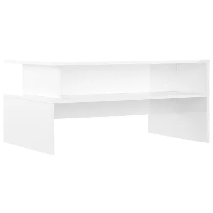 Table basse blanc brillant 90x55x42,5 cm bois d'ingénierie 2
