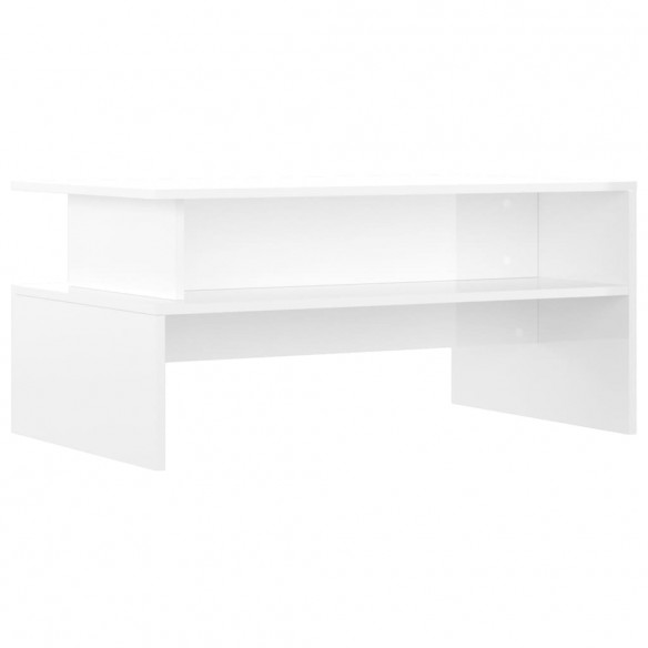 Table basse blanc brillant 90x55x42,5 cm bois d'ingénierie Table basse blanc brillant 90x55x42,5 cm bois d'ingénierie