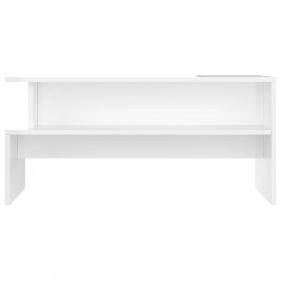 Table basse blanc brillant 90x55x42,5 cm bois d'ingénierie