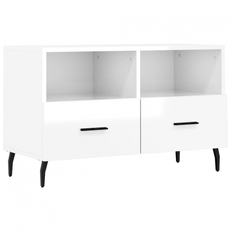 Meuble TV Blanc brillant 80x36x50 cm 
