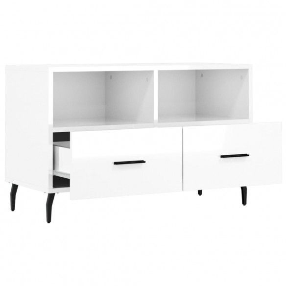 Meuble TV Blanc brillant 80x36x50 cm 