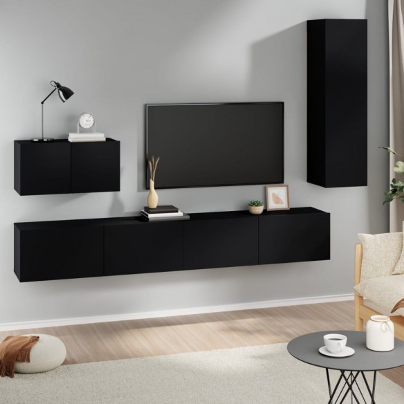 Ensemble de meubles TV 4 pcs Noir 
