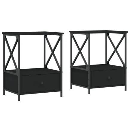 Tables de chevet 2 pcs noir 50x41x65 cm bois d’ingénierie 2