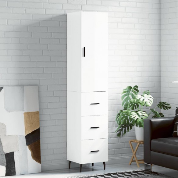 Buffet haut Blanc brillant 34,5x34x180 cm 