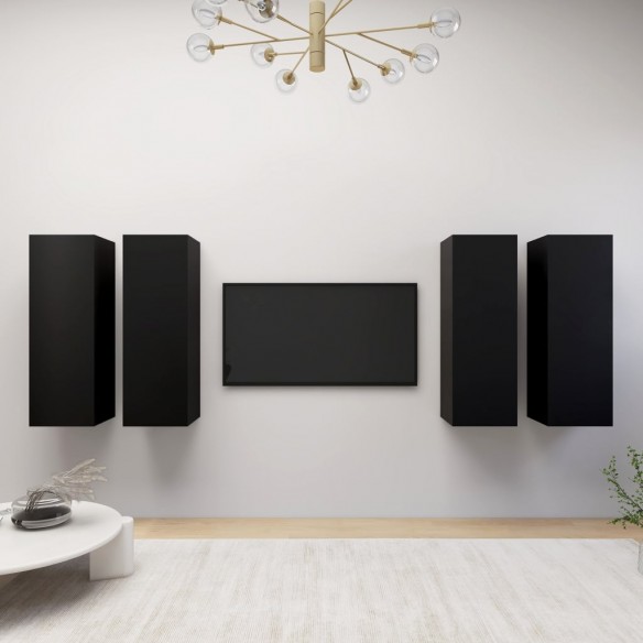 Meubles TV 4 pcs Noir 30,5x30x90 cm Aggloméré