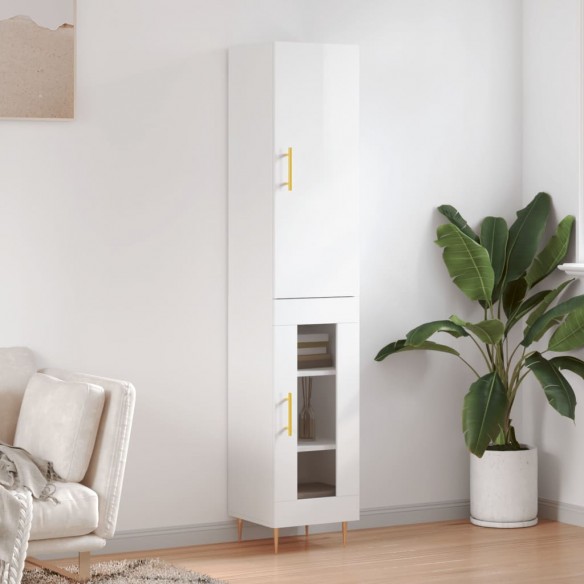Buffet haut Blanc brillant 34,5x34x180 cm 