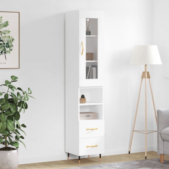 Buffet haut Blanc brillant 34,5x34x180 cm 