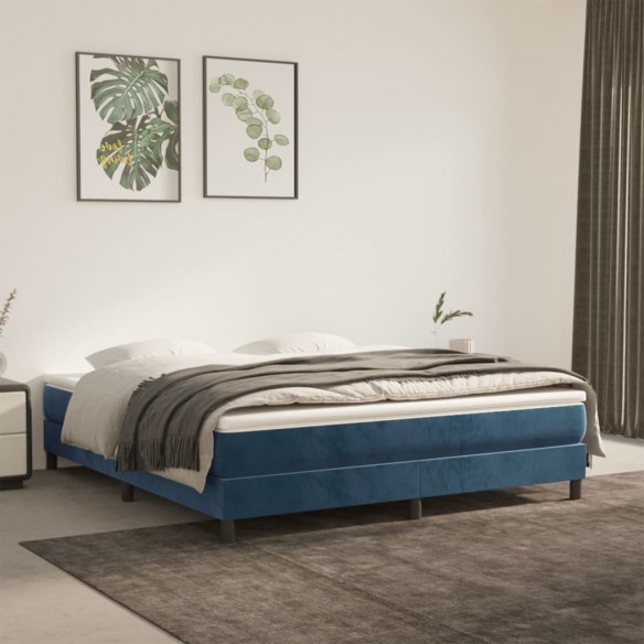 Lit Bleu foncé 180x200 cm Velours