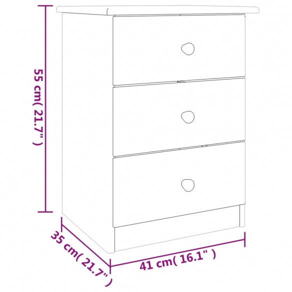 Table de chevet ALTA blanc 41x35x55 cm bois de pin massif