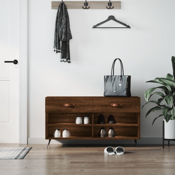 Banc à chaussures chêne marron 102x35x55 cm bois d'ingénierie