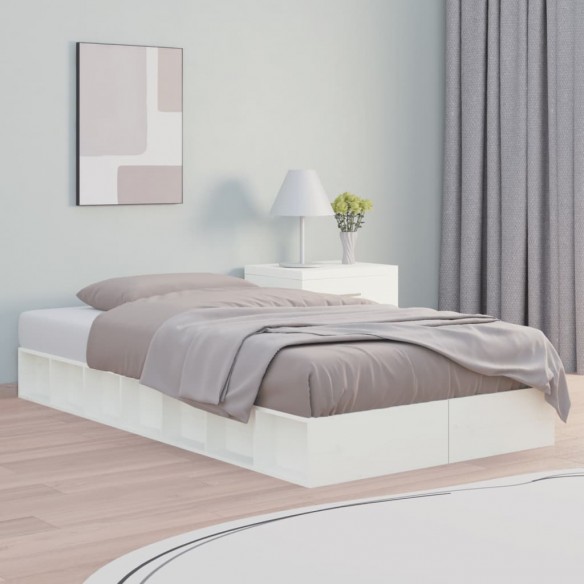 Lit Blanc 100x200 cm Bois massif