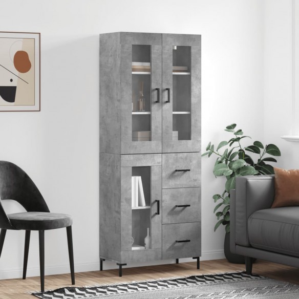 Buffet haut Gris béton 69,5x34x180 cm 