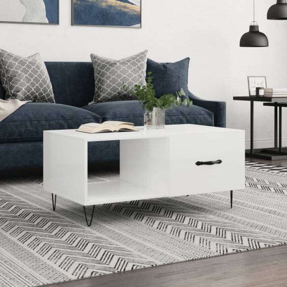 Table basse Blanc brillant 90x50x40 cm 