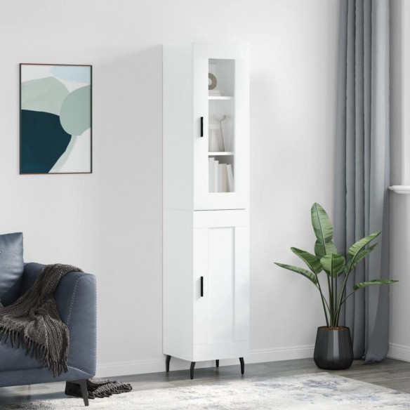 Buffet haut Blanc brillant 34,5x34x180 cm 