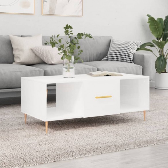Table basse Blanc brillant 102x50x40 cm 
