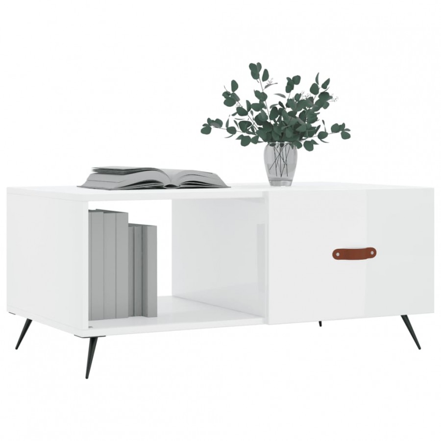 Table basse Blanc brillant 90x50x40 cm