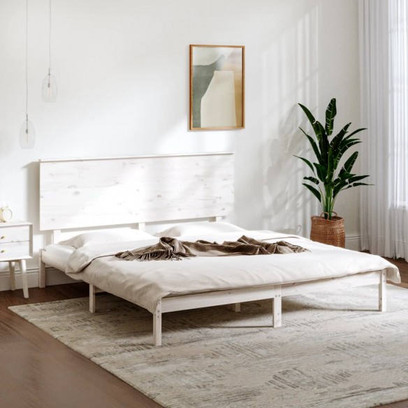 Lit Blanc Bois massif 150x200 cm Très grand