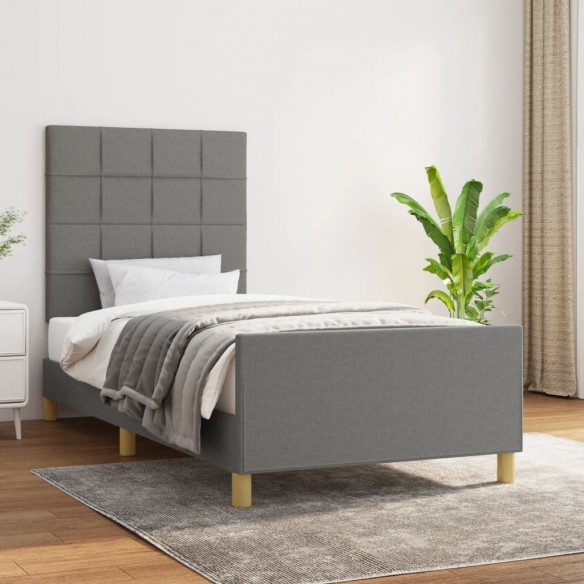 Lit avec tête de lit Gris foncé 80x200 cm Tissu