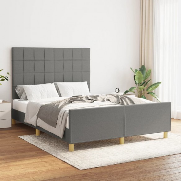Lit avec tête de lit Gris foncé 140x190 cm Tissu