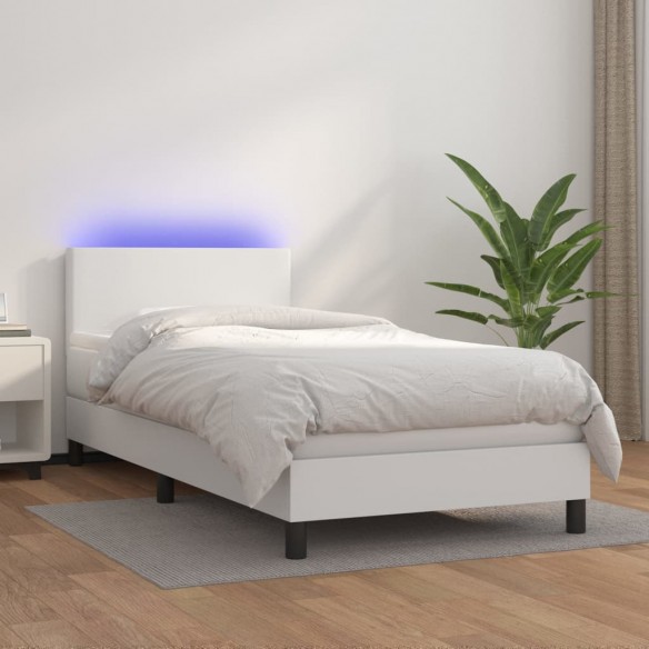 Lit avec matelas et LED Blanc 90x200cm