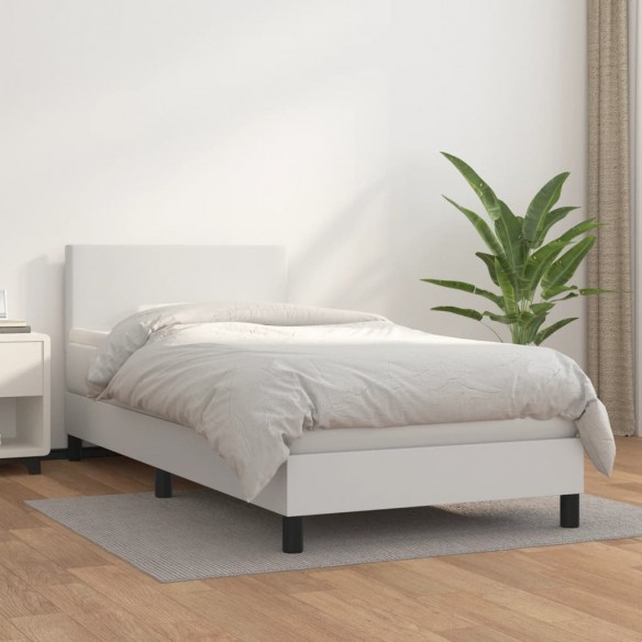 Lit avec matelas Blanc 90x200 cm Similicuir