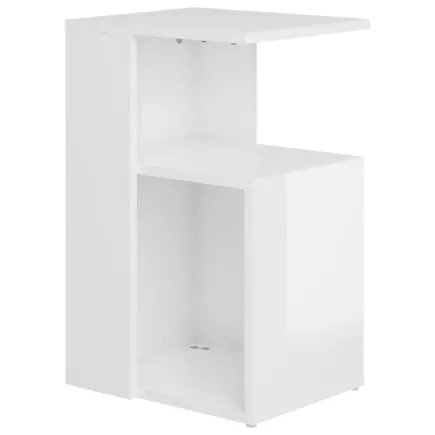 Table d'appoint Blanc brillant 36x30x56 cm Aggloméré 2
