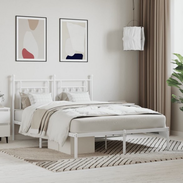 Lit métal avec tête de lit blanc 140x200 cm