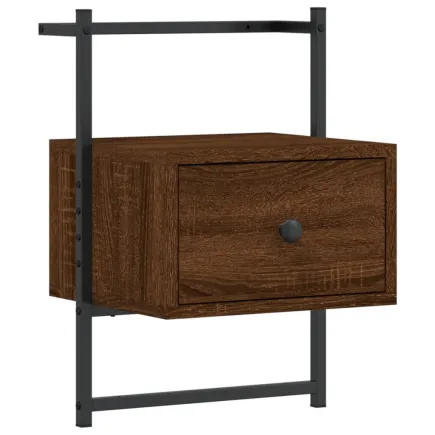 Table de chevet murale chêne brun 35x30x51 cm bois d'ingénierie 2
