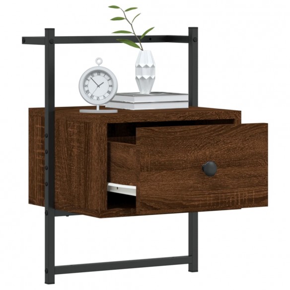Table de chevet murale chêne brun 35x30x51 cm bois d'ingénierie Table de chevet murale chêne brun 35x30x51 cm bois d'ingénierie